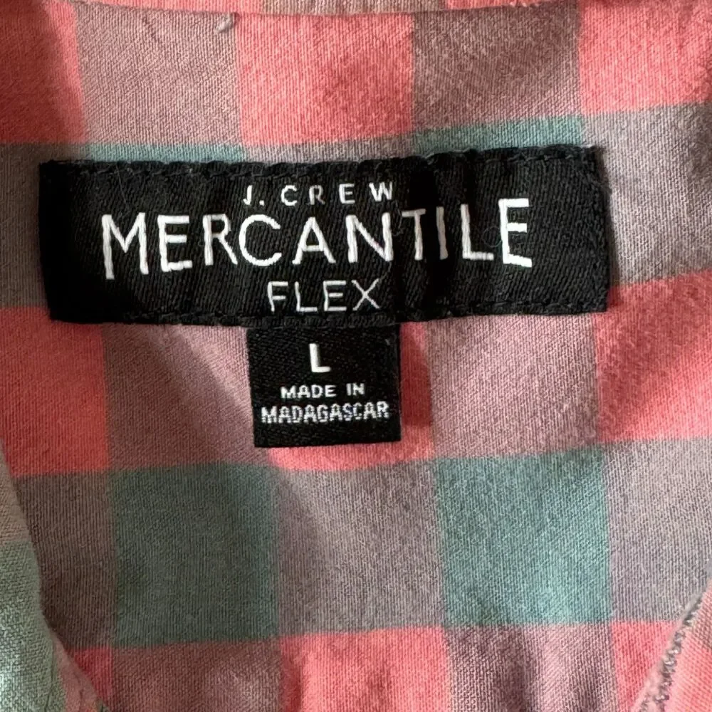 J. Crew Plaid Classic Flex Casual Button Down Shirt Men's Size Large